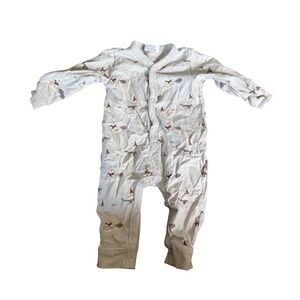 PNW baby husky dog sled print footer infant sleeper